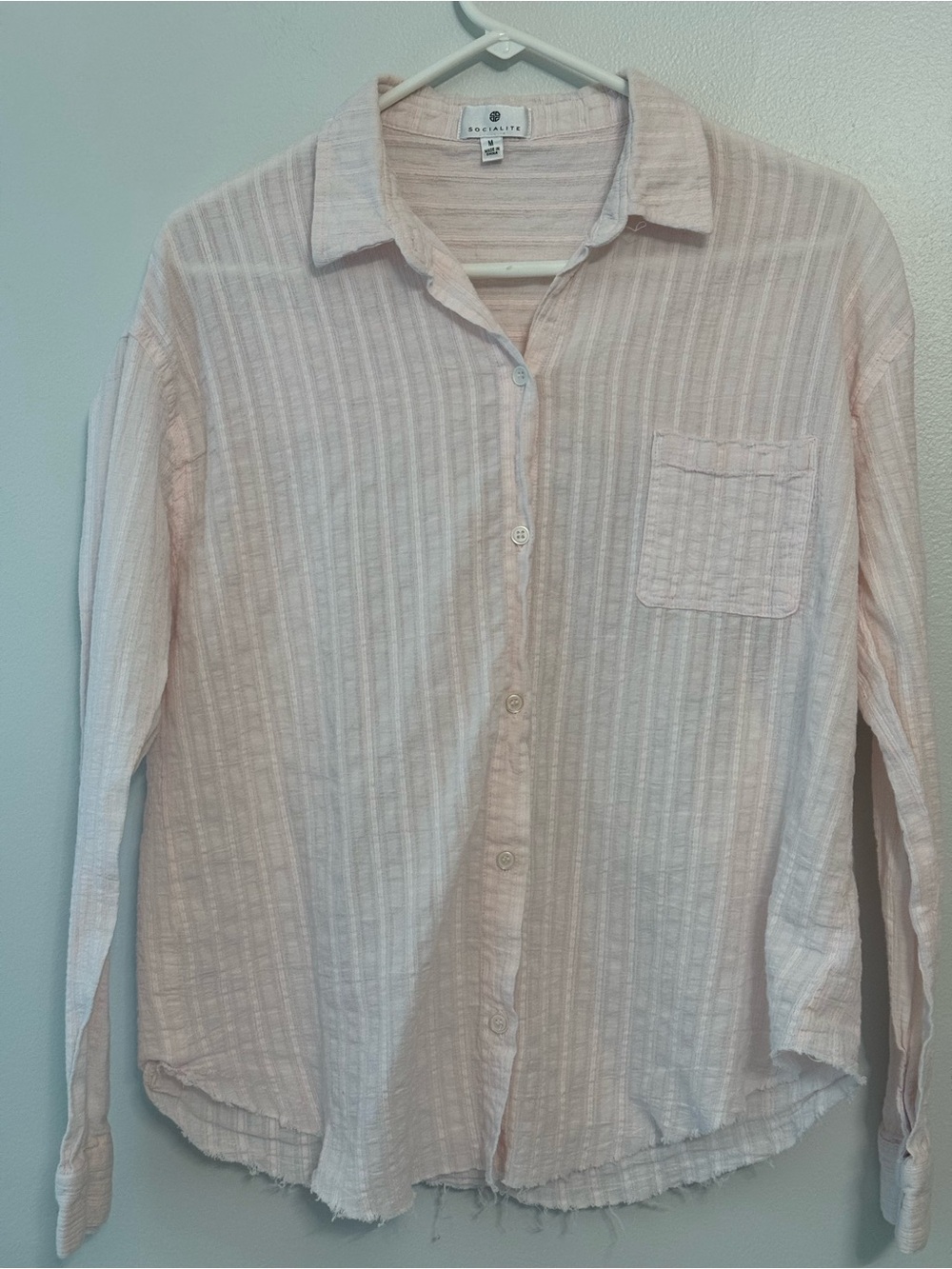Socialite Soft Blush Crinkle Button-Front Shirt